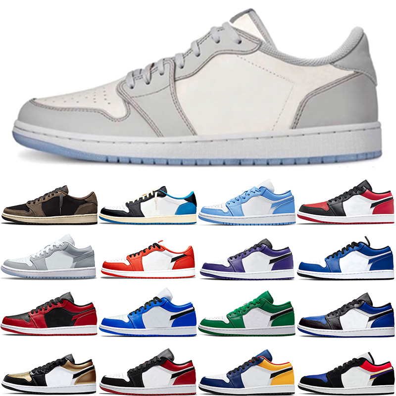 

Jumpman 1 Low Basketball Shoes 1s Men Women Travis Dark Mocha Obsidian UNC Bred Toe Black Game Royal Court Purple Mens Sports Trainers Sneak
