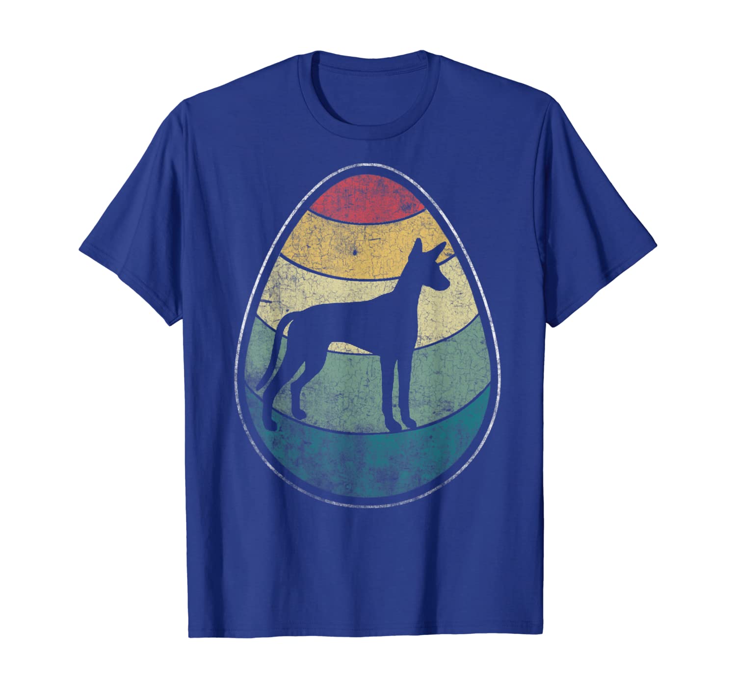 

Retro Vintage Ibizan Hound Dog Egg Happy Easter T-Shirt Gift, White;black