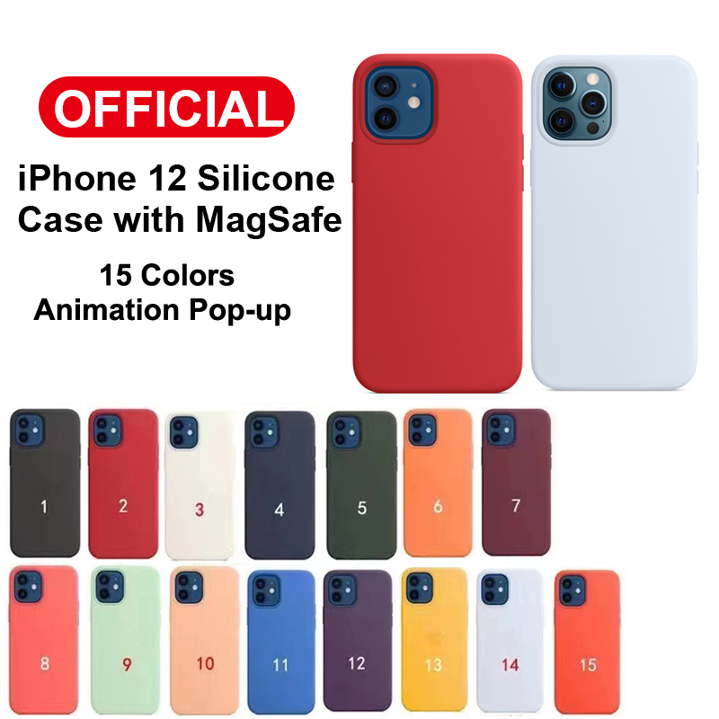 

Original Quality Silicone Cases with MagSafe for iPhone 12 Mini Pro Max Pop up Animation Back Cover Case Retail Box Logo Official 15 Colors, Sunflower