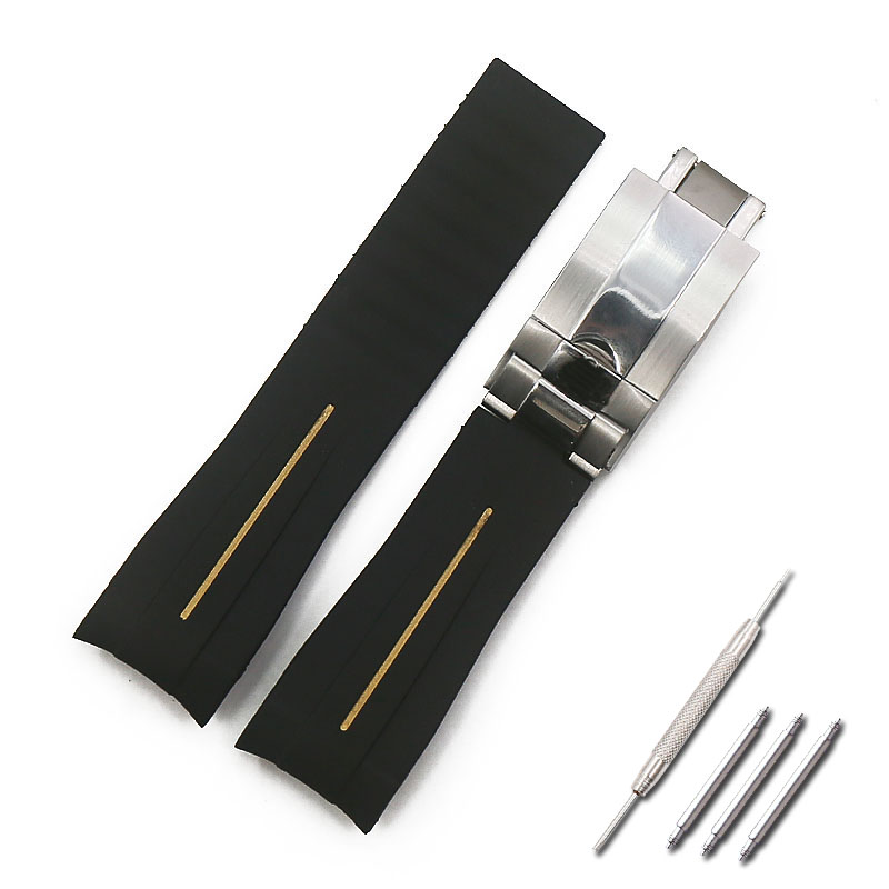 

Men's Watch Bands 20mm 21mm rubber strap folding buckle watches accessories GMT Ancon waterproof silicone