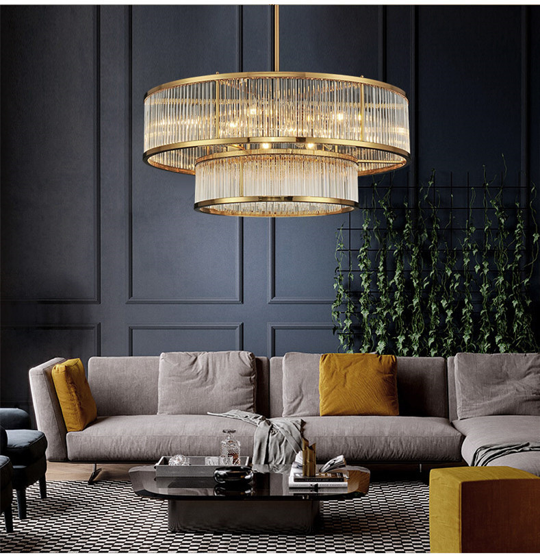 

Living Room Luxury Plate Gold E14 Chandelier American RH LED Pendant Chandelier Lustre Lighting Drop Light