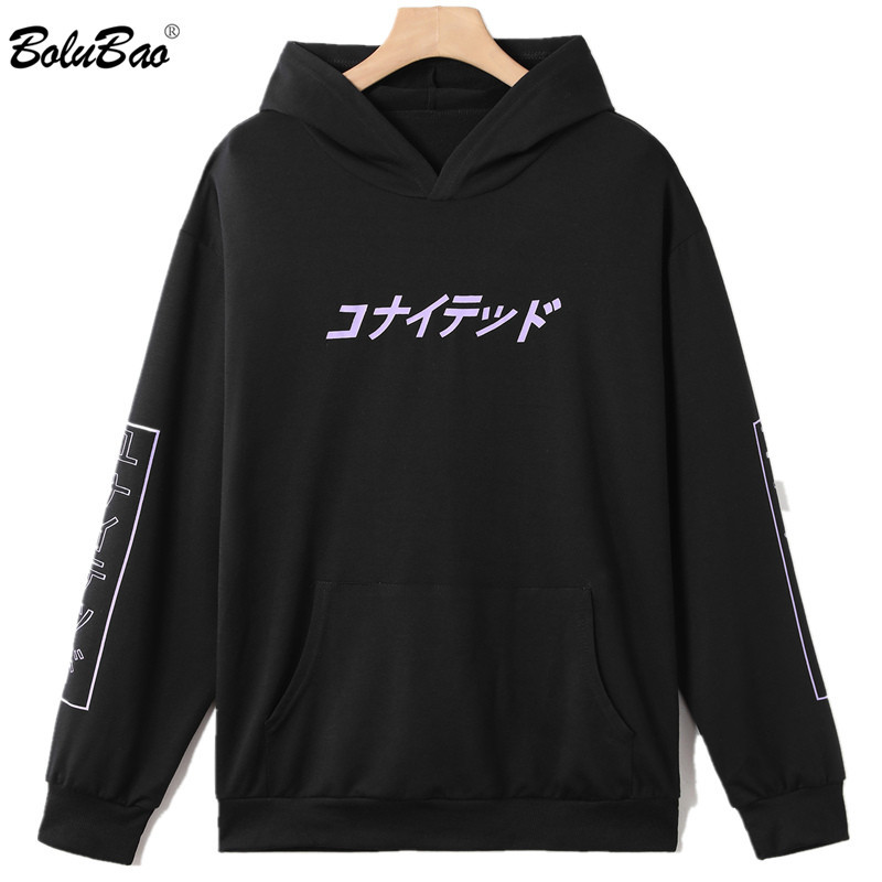 

BOLUBAO Men Casual Hoodeis Tops Fashion Brand Men Hooded Pullover Hoodeis Print Hoodeis Sweatshirts Male EU Size 210518, Black
