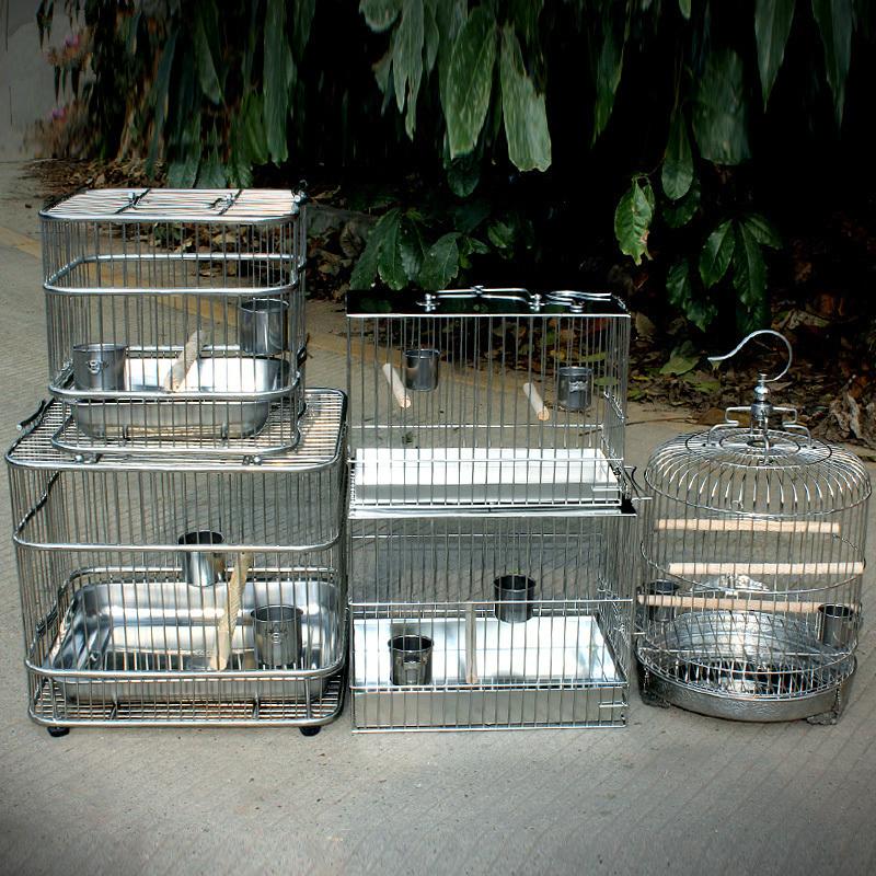 

Durable Large Parrot Starling Grackle Thrush Embroidered Bird Cage Stainless Steel Bath Small Tub Cages