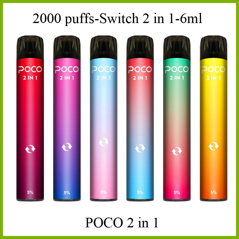 

POCO 2000 puffs disposable pen e cigarette switch 2 in 1 vape pen with 6.0ml e cigs pod