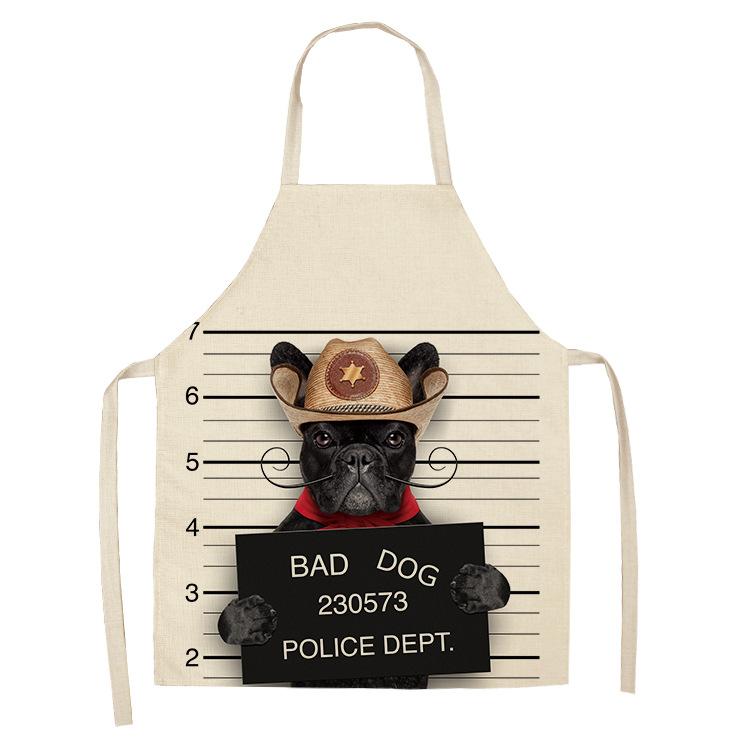 

Cartoon Cute Dog Kitchen Apron For Women Linen Baking Bibs Household Cleaning Pinafore Home Cooking 68*55cm Tools Aprons