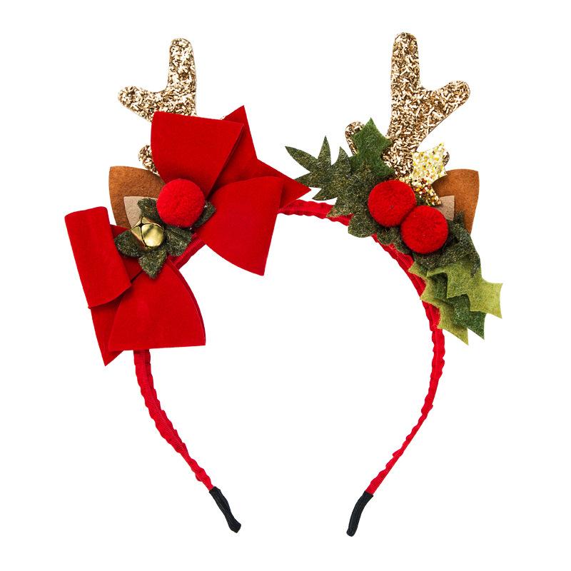 

Hair Accessories Christmas Headbands For Women Girls Antlers Bow Red Hairbands Fashion Cute