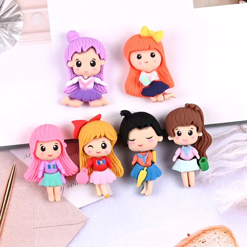 

20Pcs/lot Cartoon Princess Girl Flatback Resin Components Cabochon Scrapbooking Characters Craft DIY Phone Case Decoration Hair Accessories