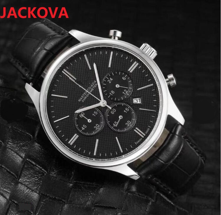 

Famous mens japan quartz movement watches 42mm leather multi functional wristwatches montre de luxe, As pic
