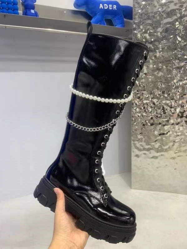 

newest designer boots women shoes pearl chain decoration fashion luxury cool guy style cowhide suede and comfortable size for 35-41, Black