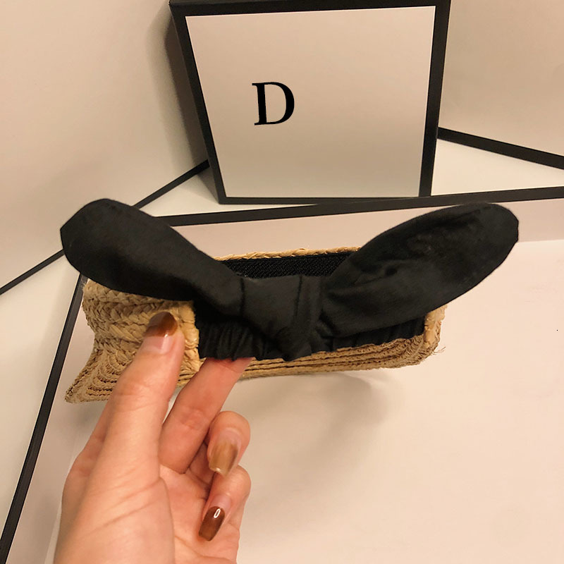 

Hats Summer Woman Sun HT069 Anti-UV Female 2021 outdoor Visor Caps Hand Made Straw Casual Shade Empty Top Hat Beach Cap, Blue;gray