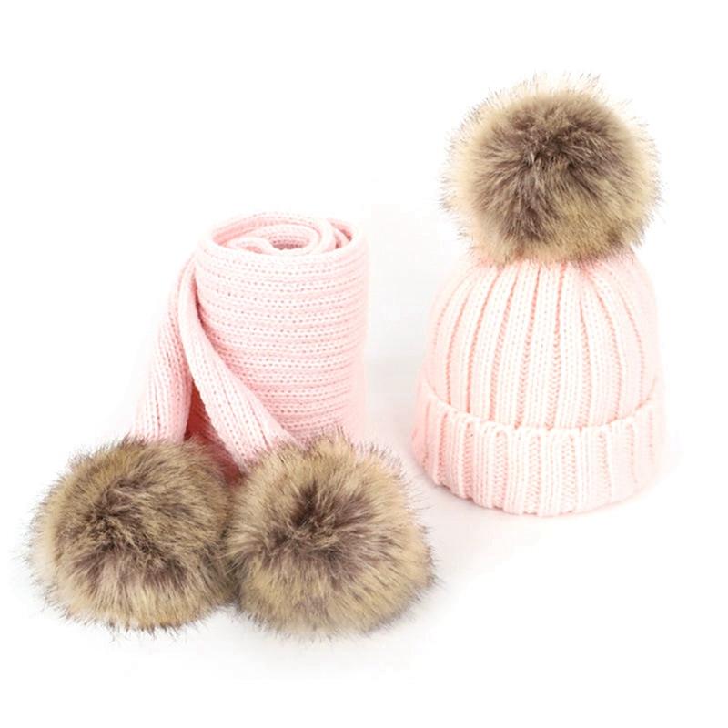 

Hats, Scarves & Gloves Sets Children's Single Hair Ball Woolen Hat And Scarf Set Unisex Thickened