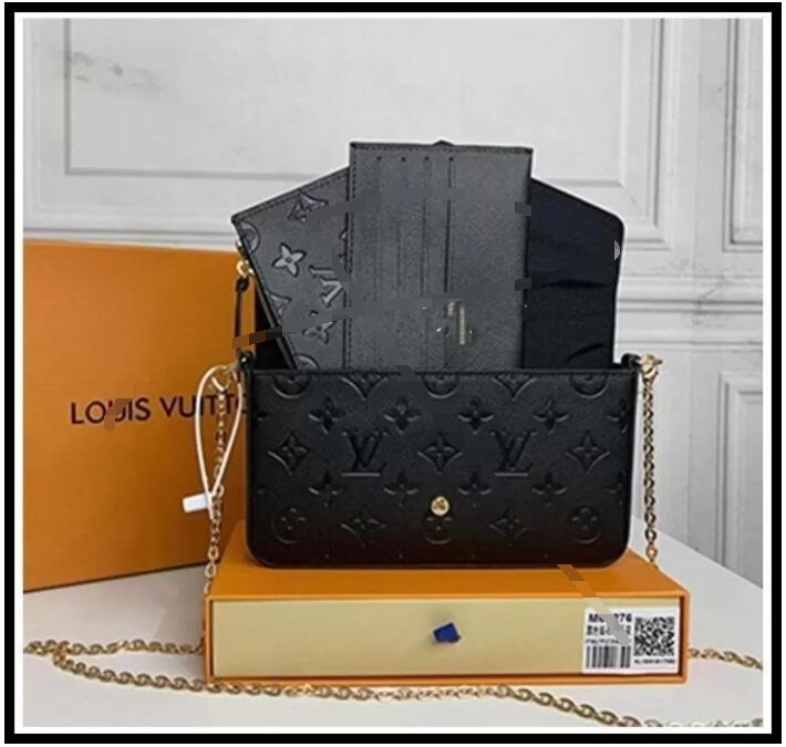 

GGLVLouisVutton YSLVITTON 3-piece set luxurys Should Bag Fashion Tote Purse Wallet Crossbody Bags Small Chain PurseG, Pink