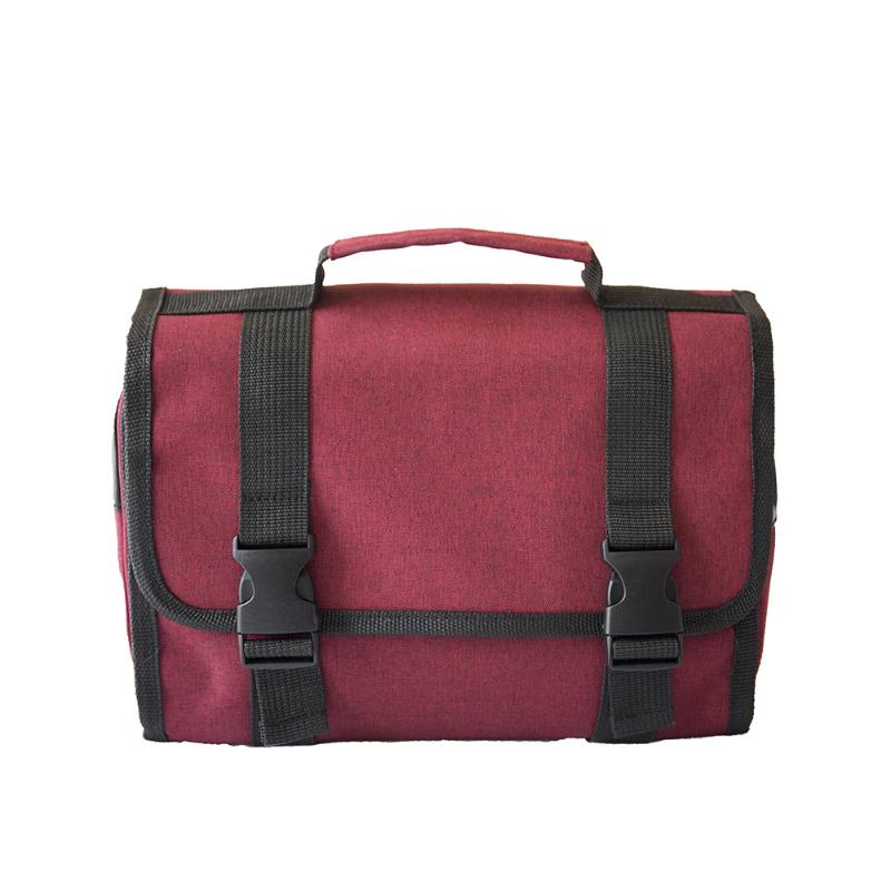 

Top Handle With Hanger Mesh Pocket Folding Cosmetic Storage Travel Toiletry Bag Makeup Organizer Bathroom Waterproof Compartment Bags & Case, Black