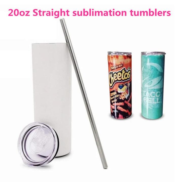 20oz Sublimation Blanks Straight Tumbler Stainless steel blank white cup with lid-image-668945868