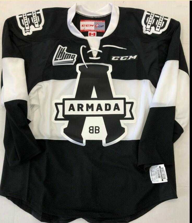 

Custom Men Youth women Pro Stock CCM Blainville Armada Hockey Player Jersey Size S-5XL or custom any name or number, Black