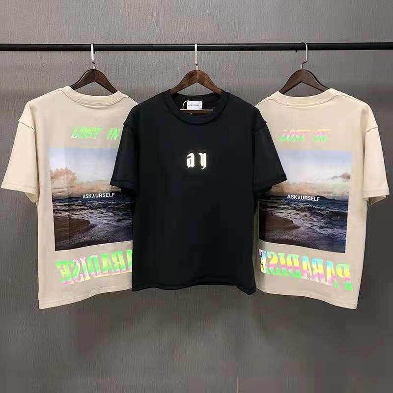 

summer fahsion trend men& women reflective printing T-shirts crew neck casual short sleeves shirts style, White;black