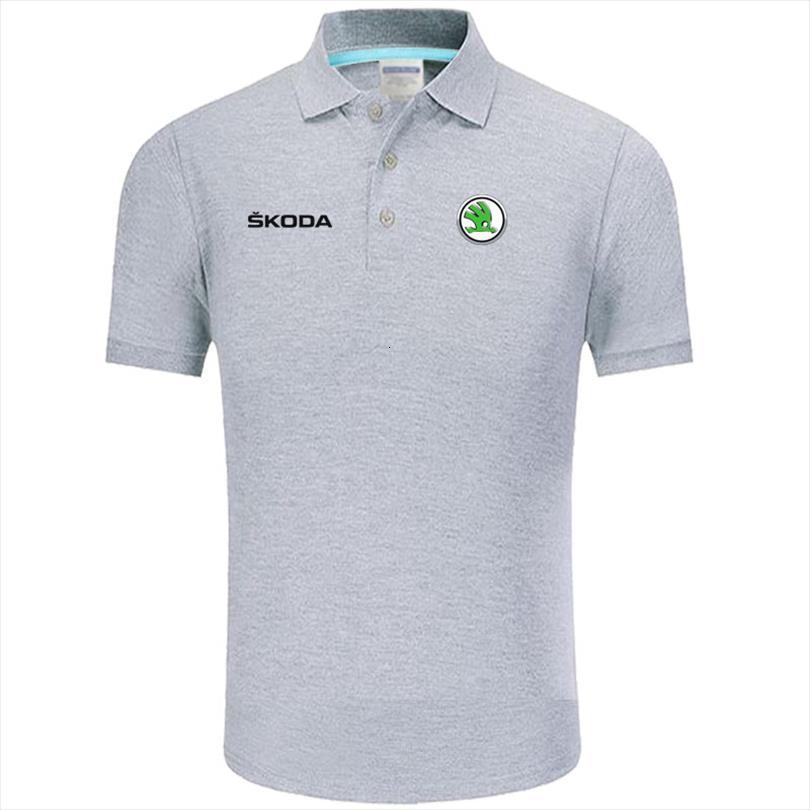 

summer shirt skoda brand fashion men polo cotton short sleeve shirts solid jersey tees, White;black