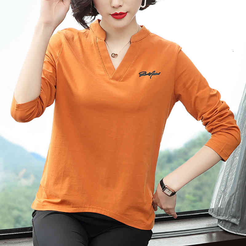 

Women's T-Shirt Womens Long Sleeve Tops New Fashion T Shirt Women Letter Print Cotton Short Woman Plus Size Clothing 06DD, Orange