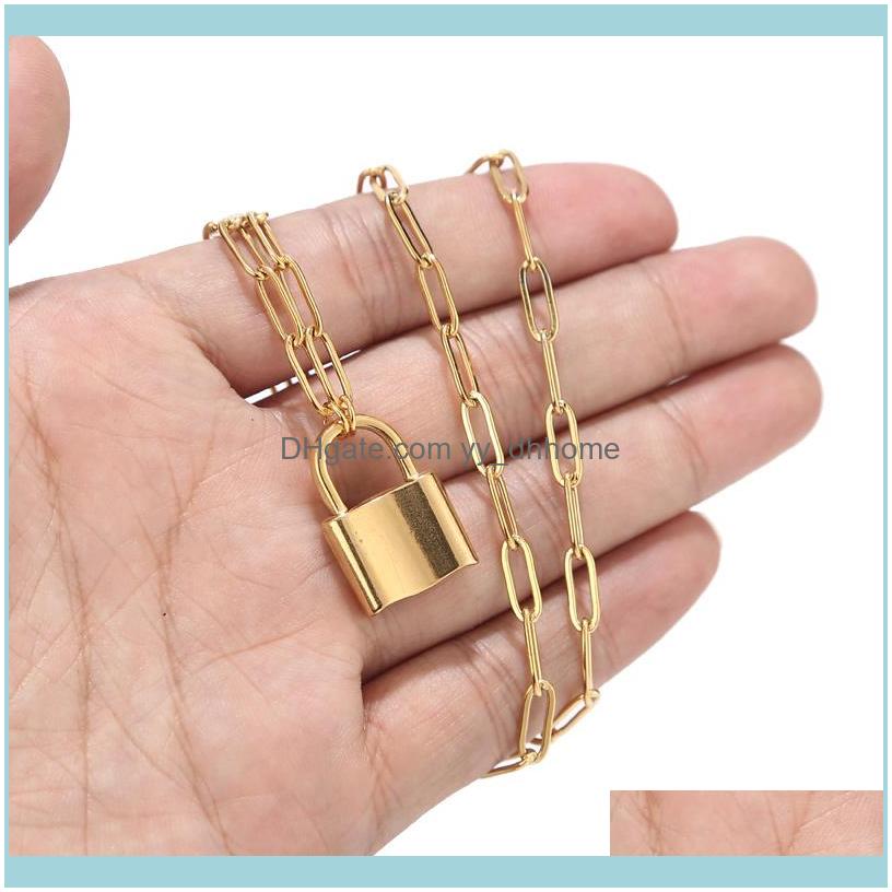 

Chains & Pendants Jewelrychains Stainless Steel Punk Padlock Pendant Necklaces Brand Link Chain Rock Hiphop Key Lock Gift For Man Women Drop