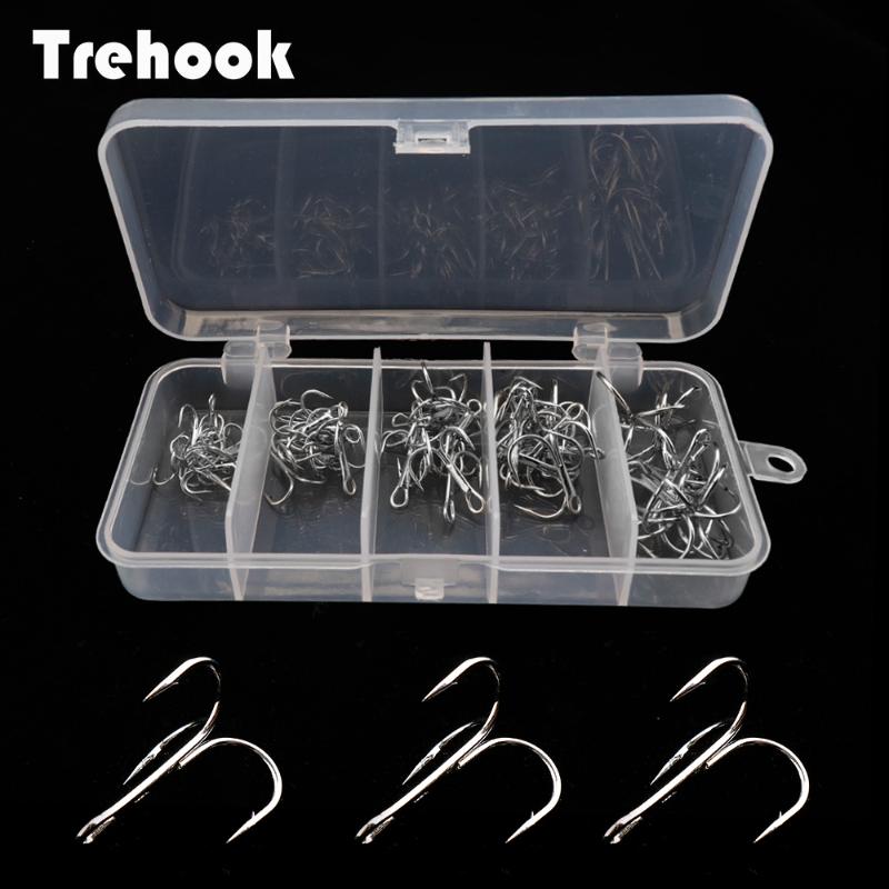 

50pcs/Lot High Carbon Steel Treble Fishing Hooks 2# 4# 6# 8# 10# Fishhook Freshwater Saltwater Lure Accessories