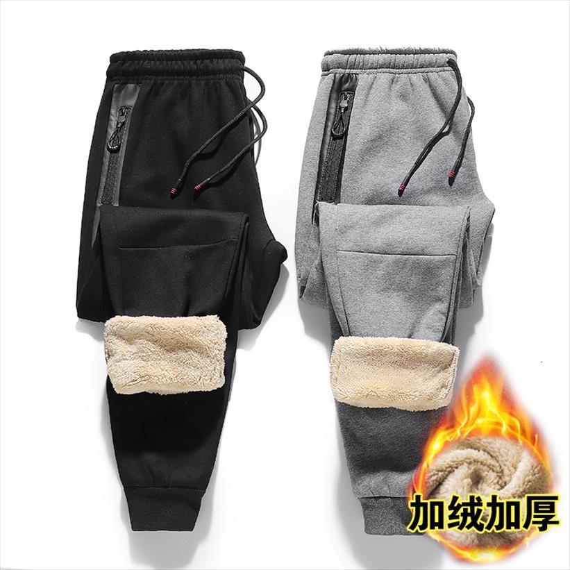

lamb wool sweatpants fall women pant winter joggers casual thickened comfortable warm trousers man, Black