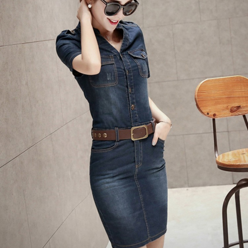 

20212021 summer slim style women denim dress casual plus size jeans women dress, Black;gray