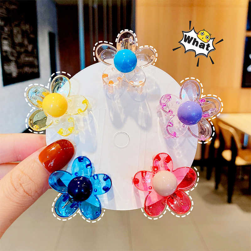 

Korean lovely flower back hairpin shark clip elegant grip simple hairpin candy color hair accessories, 3. pink transparent flowers