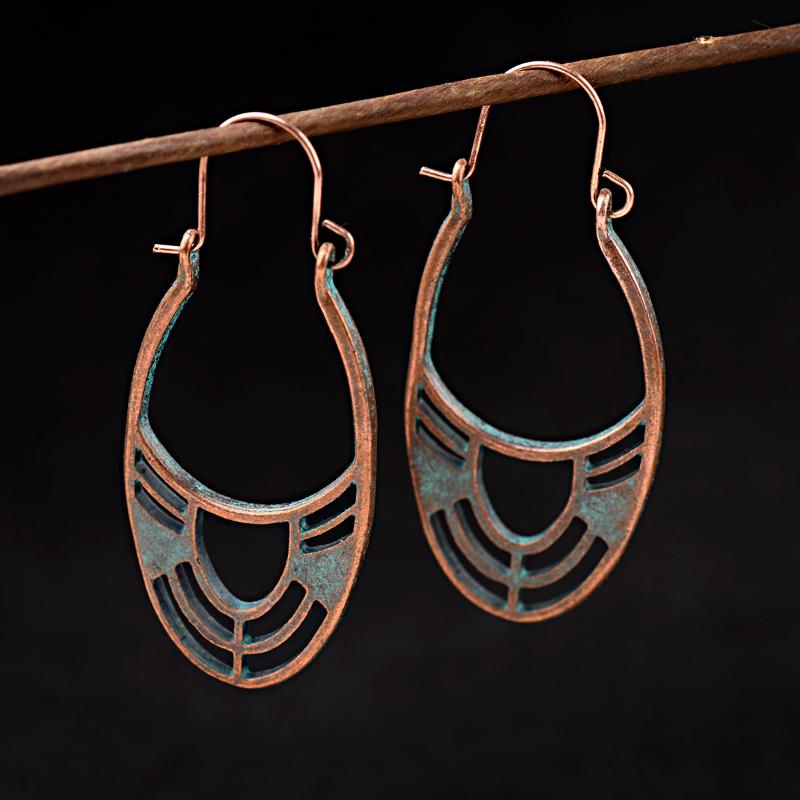 

Dangle & Chandelier 2021 Vintage Hollow Out Oval Earrings For Women Gypsy Women's Jewelry Ethnic Geometric Elegant Style Gifts, Silver