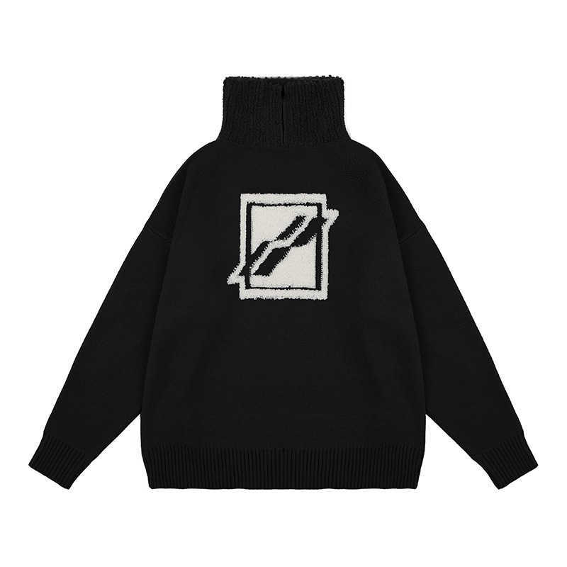 

fg menswear 2021 autumn and winter new fashion brand large square zipper pullover loose high neck sweater for men and women, Purple