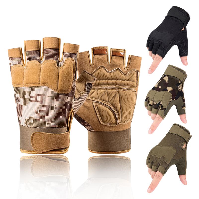 

Sports Gloves Half Finger Outdoor Sport Camping Mountaineering Hiking Fishing Cycling Non-slip Tactical Wear-resistant, Black