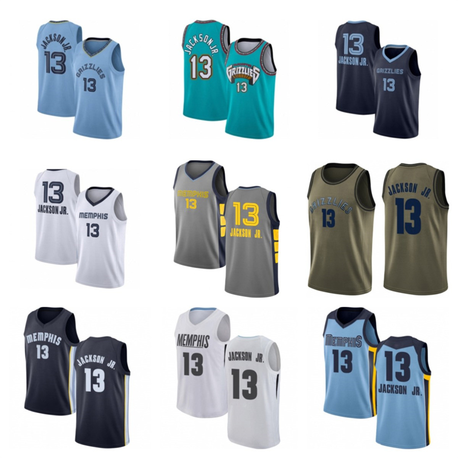 

2021 Jaren custom men women youth 13 Jackson Jr MemphisGrizzliemen basketball jerseys red Blue jersey leave number name, Black;red