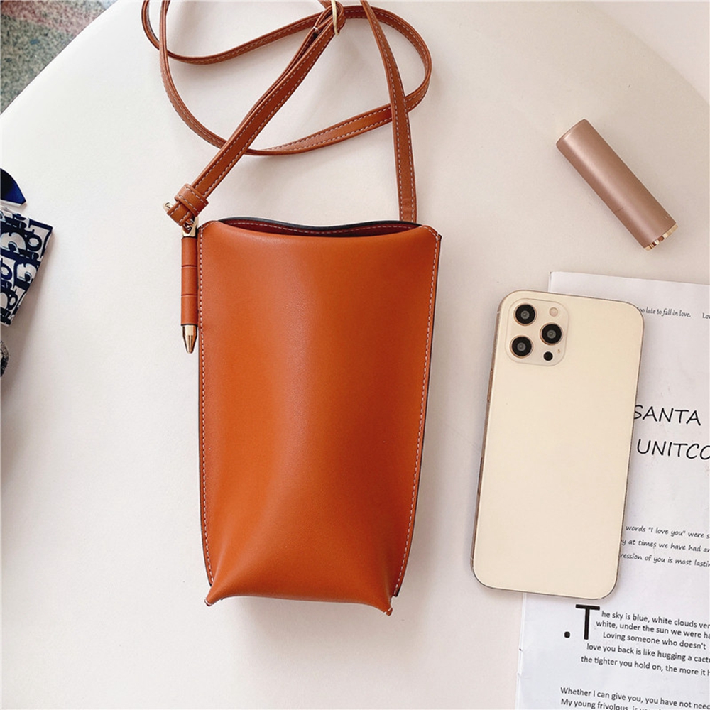

Leather Cell Phone Pouches Put Two Mobile Phone Cases Shoulder Strap Handbag Universal Wallet Pouch Card Holder Case Women Gift