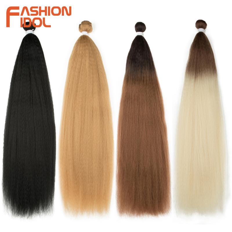 

Human Ponytails FASHION IDOL Afro Kinky Straight Hair Bundles Coarse Yaki Ponytail Extensions Ombre Blonde 32 Inch Weave