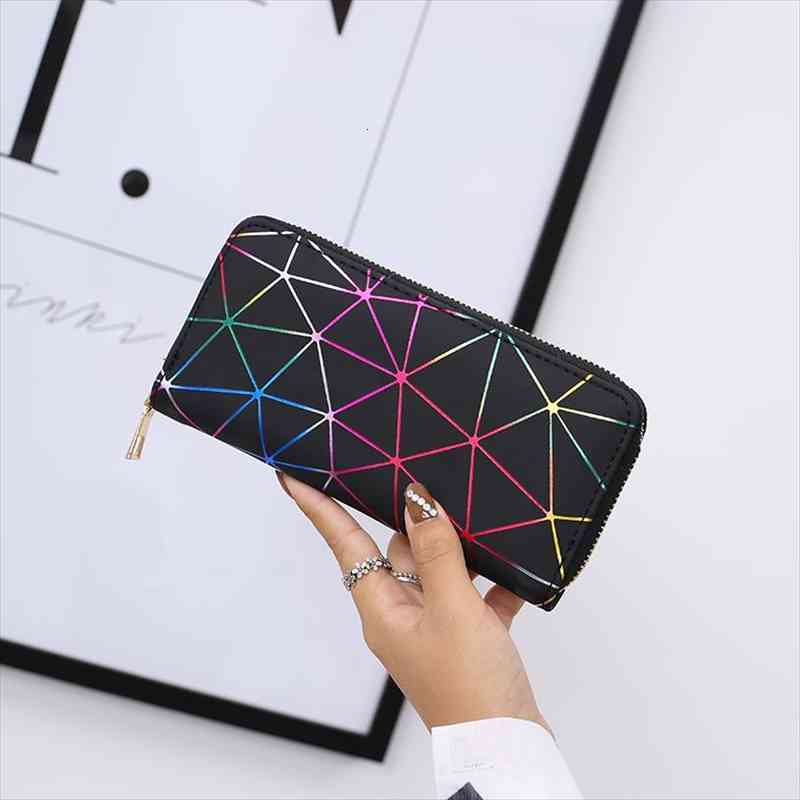 

creative design long wallet women coin purse laser for money bag, Red;black