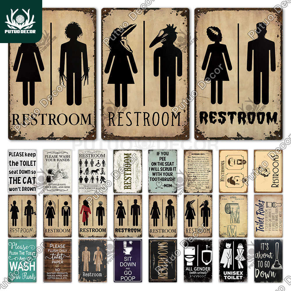

-Decor-Restroom-Sign-Vintage-Bathroom-Plaque-Metal-Tin-Sign-Wall-Decor-for-Toilet-Bathroom-Restroom-Decoration-Accessories