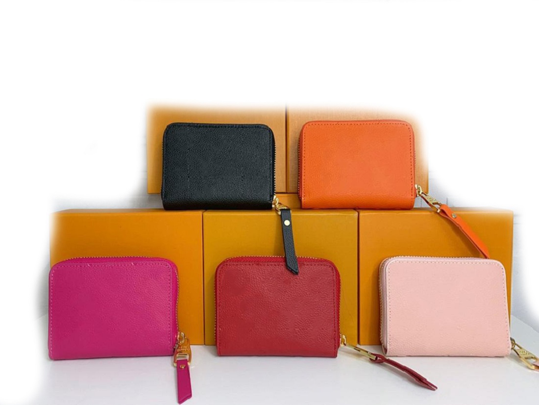 

Classic Luxury designer Wallet Fashion ladies short purse Tassel Zippers Standard Wallets Card Holder Zipperr purses with box free ship, Embossing red