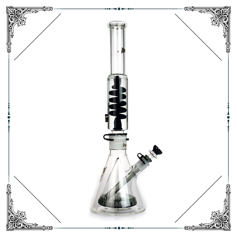 

Freezable Coil Glass Bongs Heavy smoking Pipe Hookahs water pipes 18" Tall Bong Big double Beaker Freezable Oil Rig Condenser coils Buil A Bong Dab Rigs bubbler