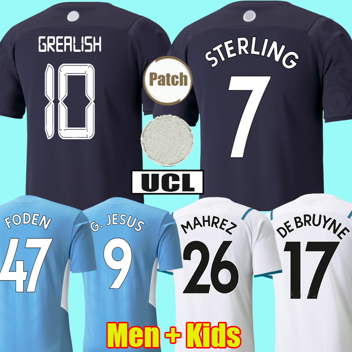 

21 22 Manchester City soccer jersey GREALISH G. JESUS STERLING RÚBEN Kits DE BRUYNE foden MAHREZ MENDY BERNARDO 2021 2022 football shirt MAN + kids kit sets uniforms, Home+ucl