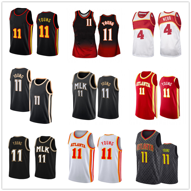 

Trae 11 Young Jersey Atlanta Hawks Jersey MLK Commemorative Jersey Spud Deandre Webb Hunter Jerseys Statement Adf54, Black;red