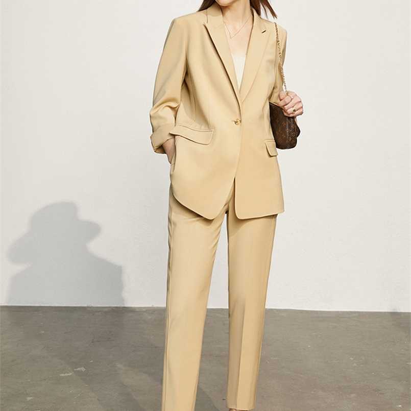 

Amii Minimalism Spring Women' Suit Offical Lady Solid Lapel Blazer Women Causal High Waist Suit Pants 12130081 211109, Only black pants