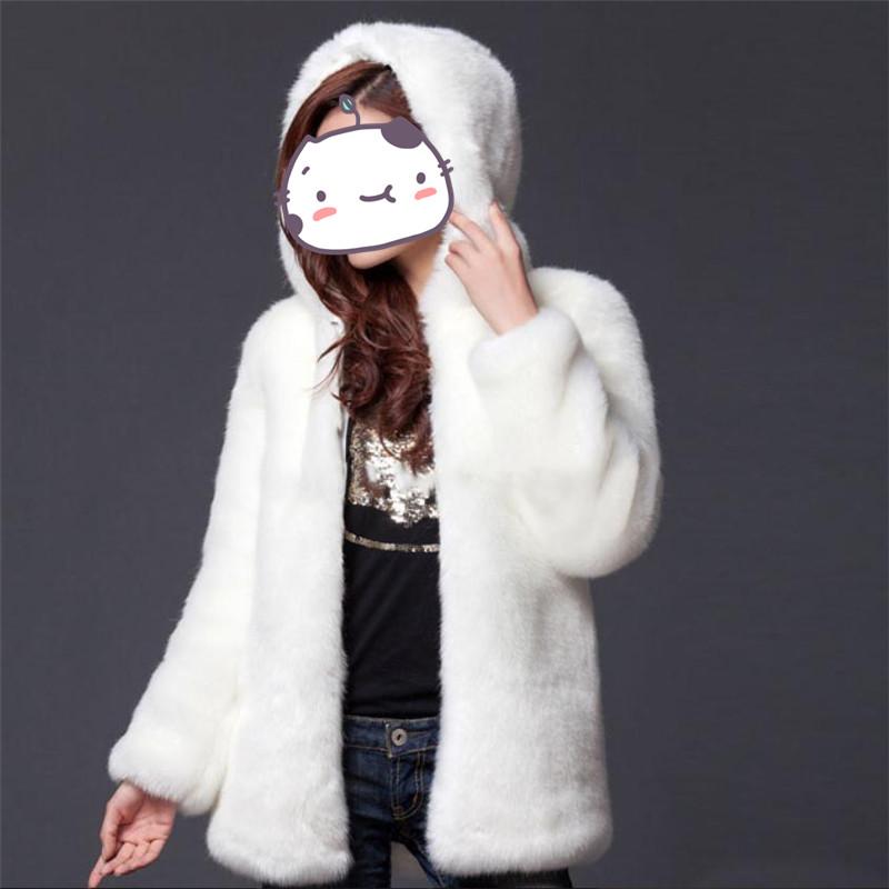 

Women's Fur & Faux Long Rex Imitation Mink Overcoat Women Autumn And Winter Coat White Black Fashion Casual Section Warm Jacket