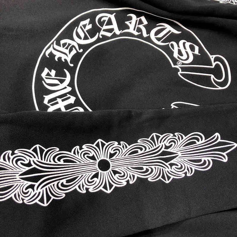 

Chrome-hearts Winter Autumn and Fashion Brand Crosin Long Sleeve Coat Men's and Women's Fashion Loose Sanskrit Printing Zipper Hoo, White;black