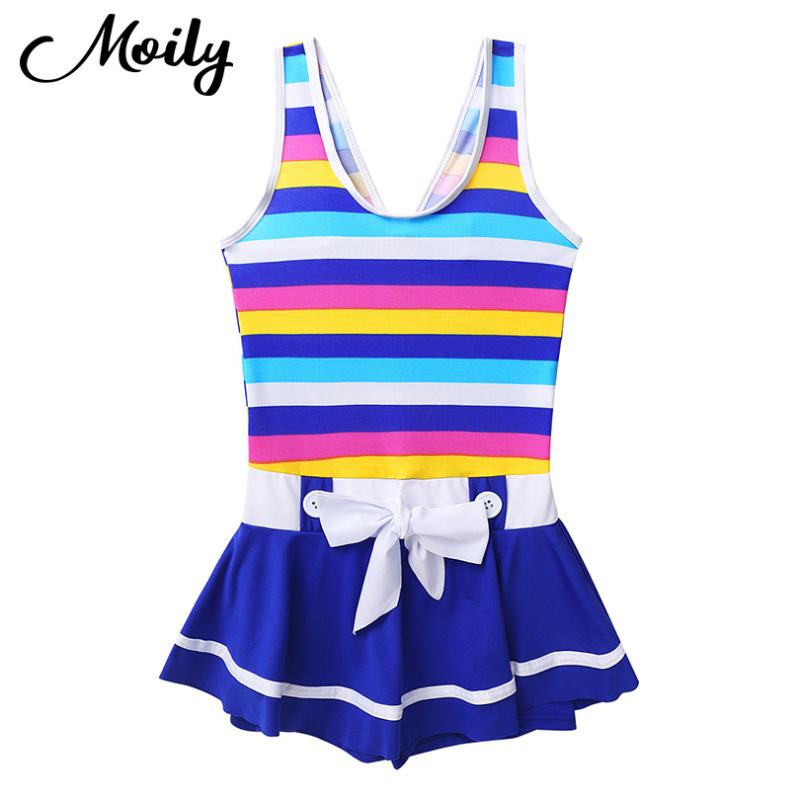 

One-Piece Suits Swimwear Toddler Colorful Striped Bikini Summer Monokini Swimming Bathing Suit Beach Wear Kids Girls Swimsuits