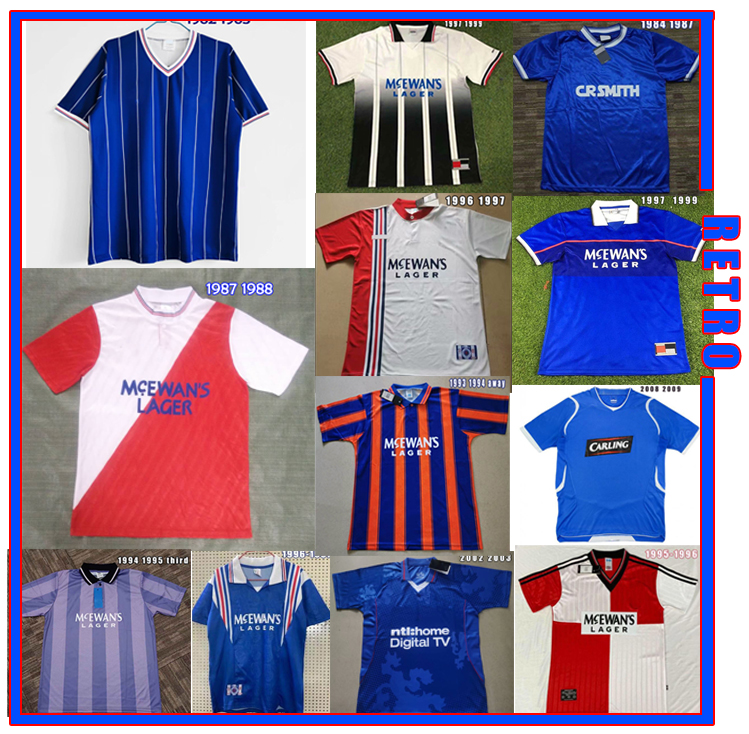 

Glasgow Rangers Retro Soccer Jersey 87 88 90 92 94 95 96 97 07 08 Vintage GASCOIGNE Classic football shirts, Black;yellow