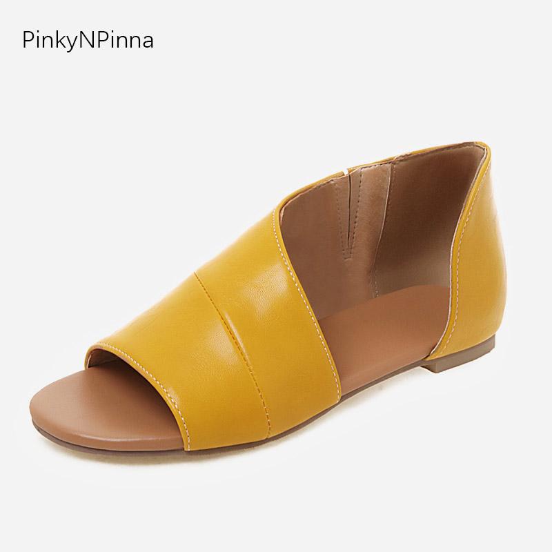 

Slippers Fashion Summer Women Curve Upper Flat Open Toe Vintage Beach Holiday Yellow Slides Plus Size 44 Shoes, Black