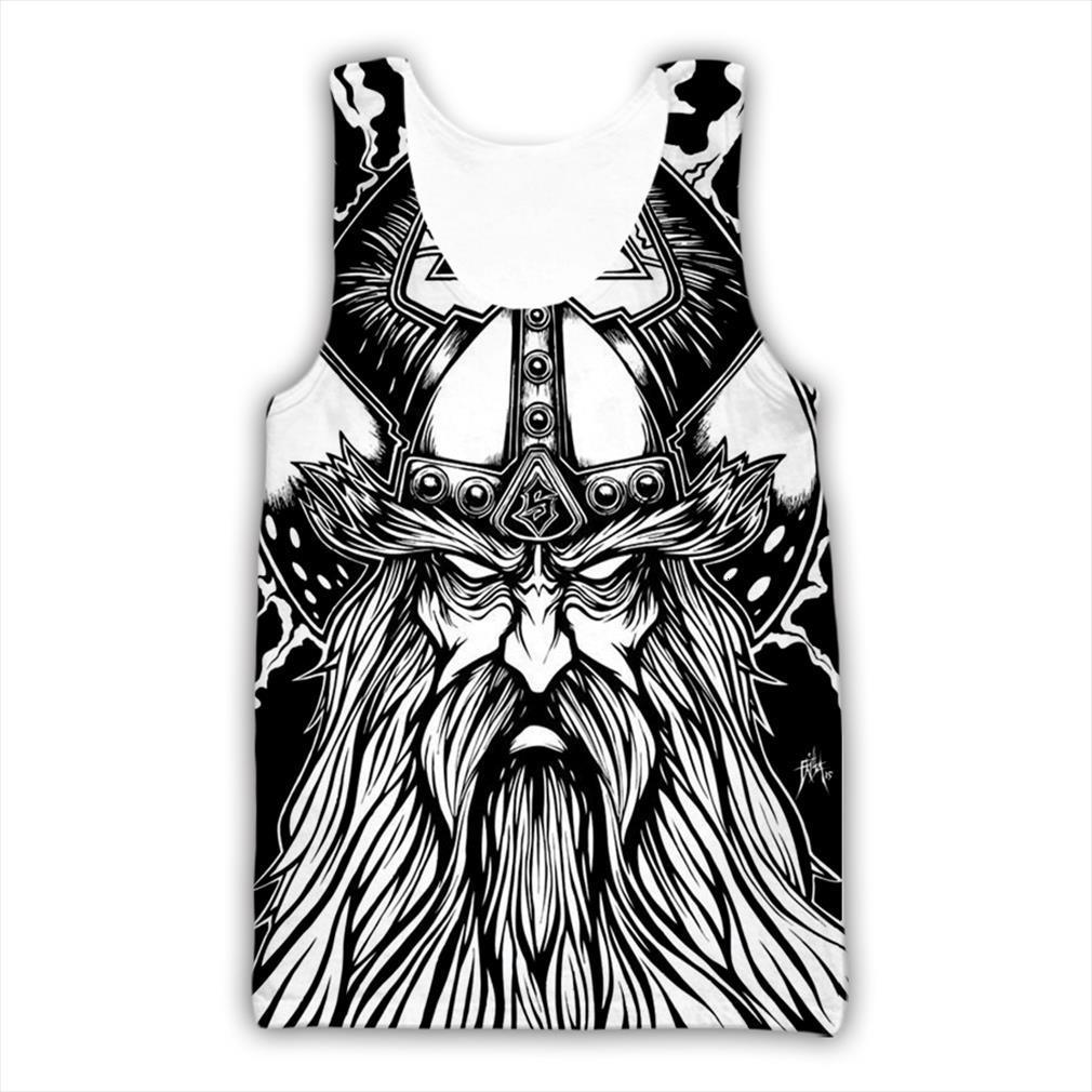 

viking god symbol tattoo warriors men 3dprint women streetwear summer casual funny harajuku sleeveless tankvest  2, White;black