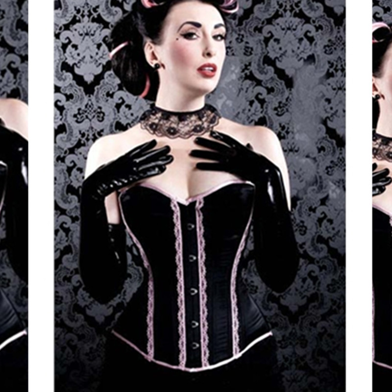 

Woman Bustiers Gothic Sexy Satin Underbust Corset Waist Slimming Cincher for Women Overbust Corsets Bustiers Ladies Burlesque Corselet Black, As shown