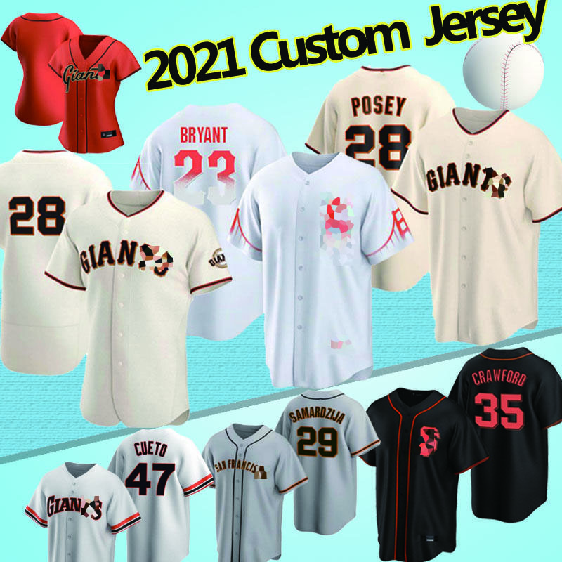 

Baseball Jersey 28 Buster Posey 2021 City Connect Mike Yastrzemski Brandon Crawford 23 Kris Bryant Stella Kevin Pillar Evan Longoria Belt, 2021 cool base women