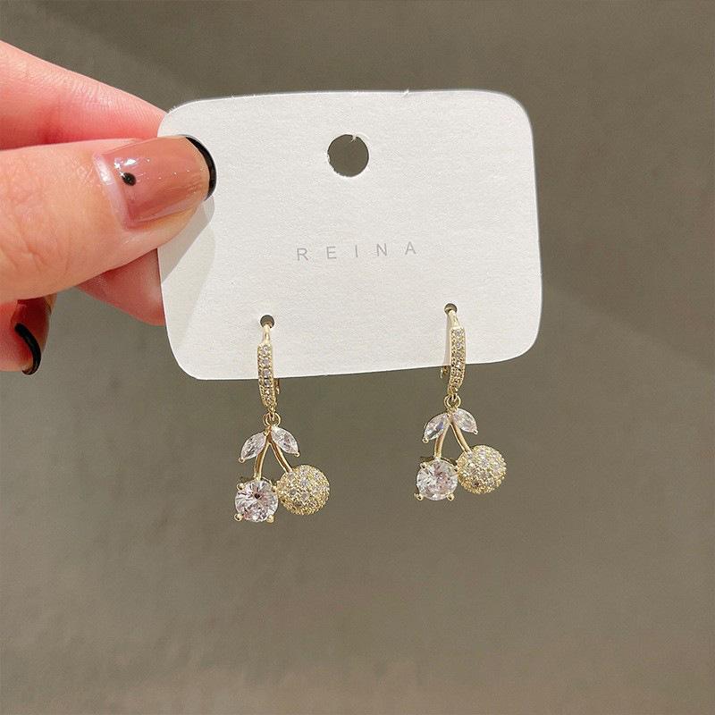 

Dangle & Chandelier 2021 Arrival Fashion Earrings Metal Trendy Water Drop Women Long Pendant Cherry Cute Elegant Female Jewelry, Silver