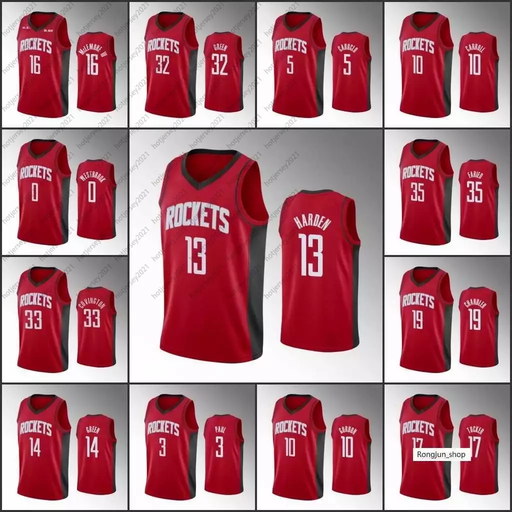 

75th Anniversary Diamond Basketball Jerseys 2021/22 Printed Men JamesHarden Russell Westbrook Eric Gordon Robert Covington Icon Red Custom